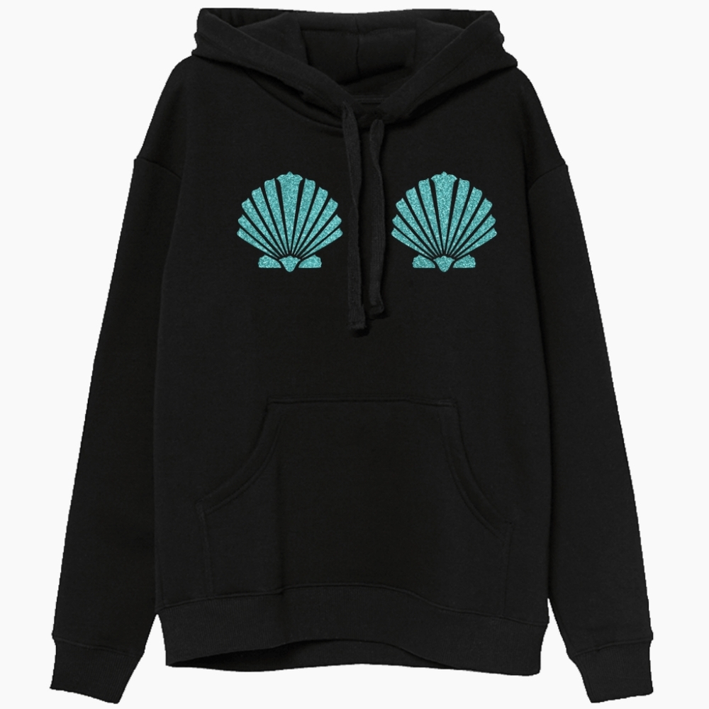 Mermaid shell bra Pullover Hoodie Black